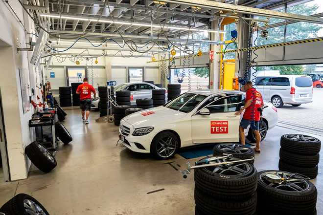 The tires were tested using Mercedes-Benz C-Class
